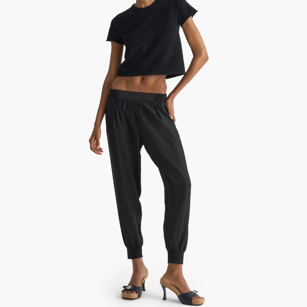 ATM Anthony Thomas Melillo 100% Silk Jogger Pants Black Size Small